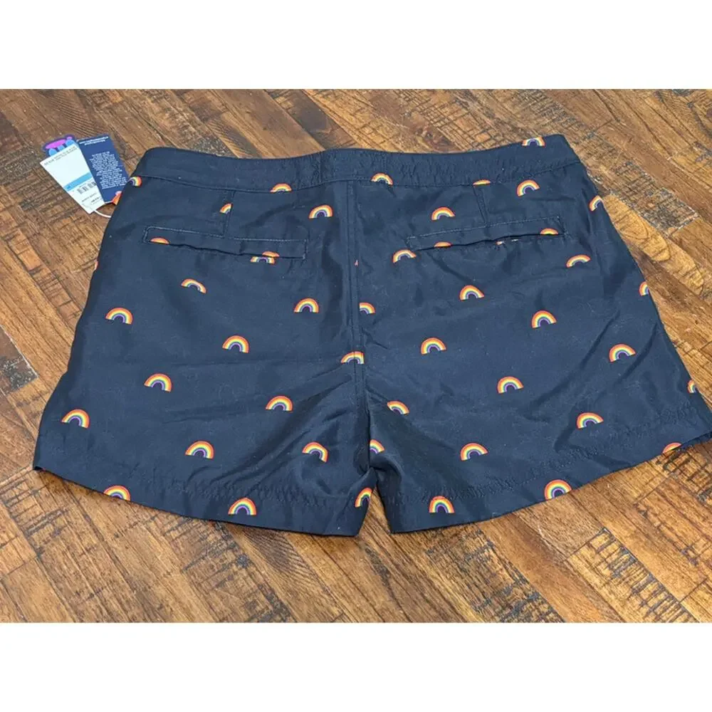 Original Penguin Gay Pride Swim Trunks Bathing Suit Men’s Size 31 Rainbow New